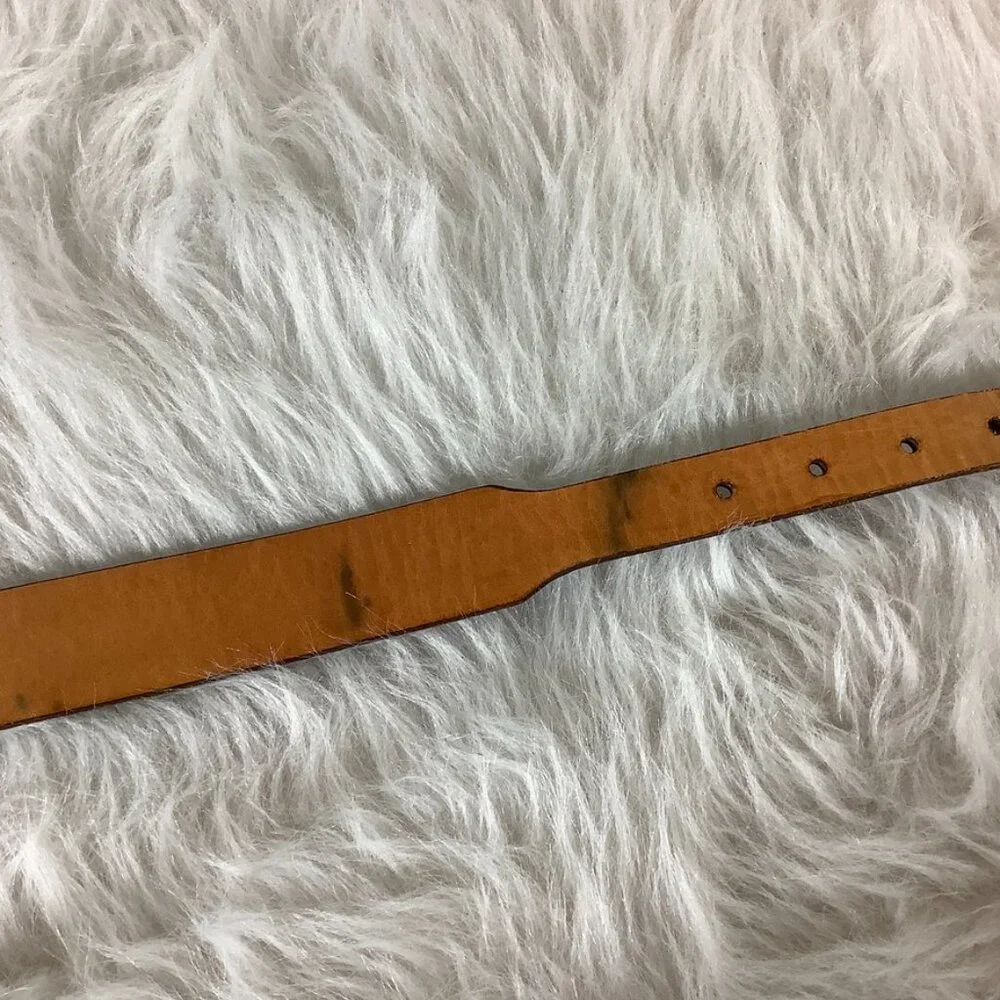 Martin Dingman Brown Tooled Leather Belt & Silver Etched Buckle 32